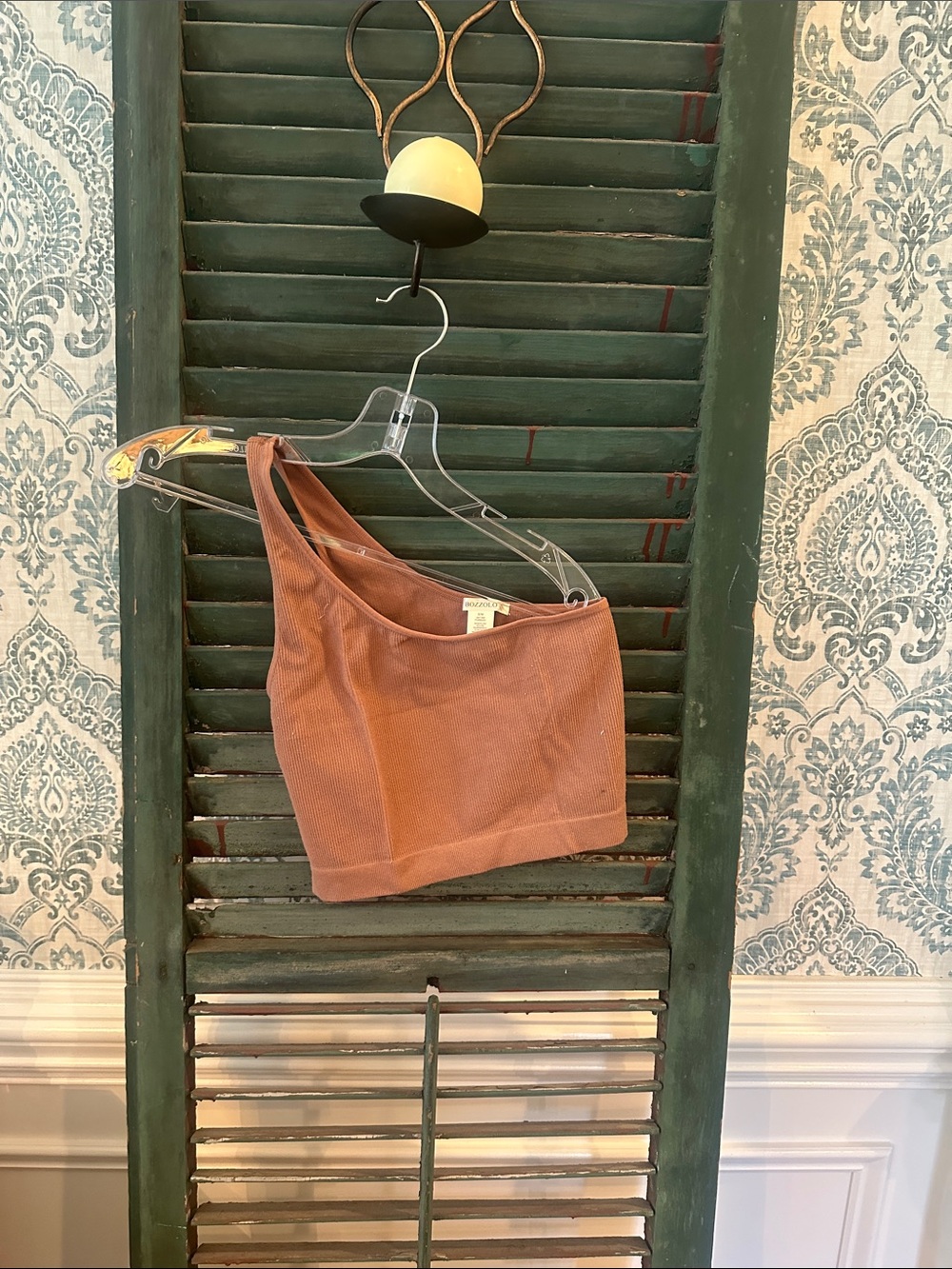 One-Shoulder Rust Brown Crop Top